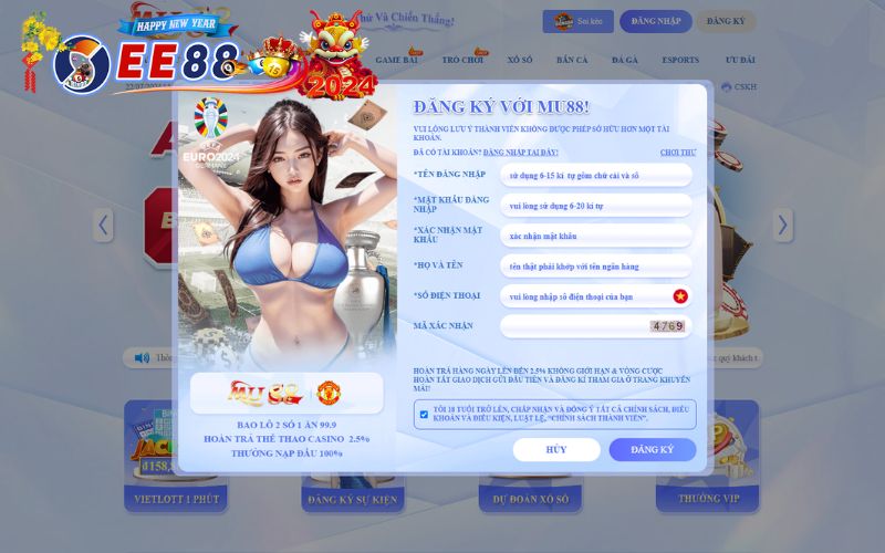 Đăng ký, nạp tiền và rút tiền tại Mu88 Casino